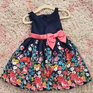 Size 2T Navy blue and coral dress with flowers